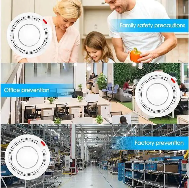 Alt view image 5 of 6 - Aomoproing Wifi Smoke Detector Smart Fire Alarm Sensor Wireless Security System Smart Life Tuya APP Control Smart Home for Home Kitchen / Store / Hotel / Factory