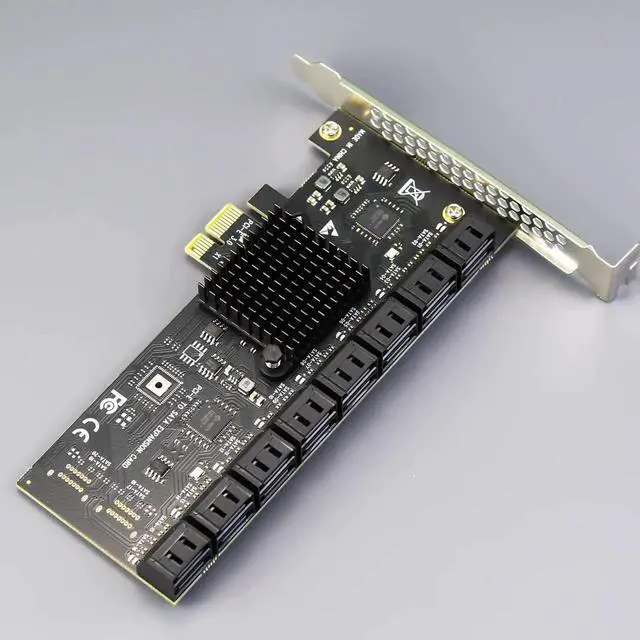 Alt view image 7 of 7 - Aomoproing SA3116-C 16-Port PCIe X1 SATA Expansion Card with SATA and Power Cables, Compatible with Windows,Linux,Mac OS,NAS