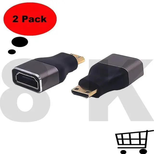 Alt view image 4 of 5 - AOMOPROING 2 Pack 8K@60Hz Mini HDMI 2.1 Male to HDMI 2.1 Female Adapter Extender Connector Converter Coupler for Camera, Laptop, Projector, HDTV, 3D 48Gbps Bidirectional, Support 4K@120Hz, Dynamic HDR