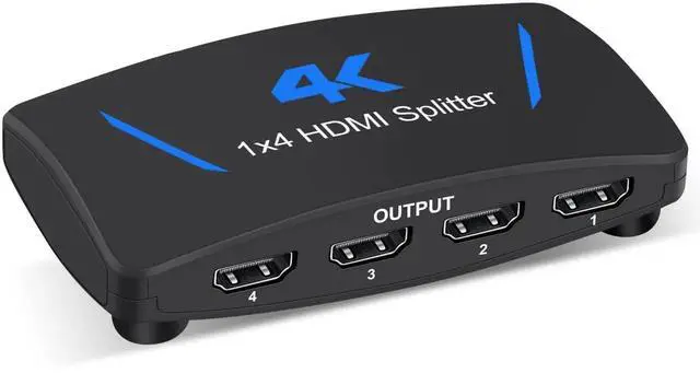 Main image of AOMOPROING 4K HDMI Splitter 1 in 4 Out, 1x4 HDMI Splitter Duplicate/Mirror Screen, 4 Port HDMI Splitter Powered Support 4Kx2K@30Hz 3D for PS5, TV Box - Copy 1 Source to 4 Displays(Not Extend)
