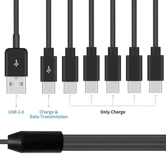 Alt view image 2 of 7 - Aomoproing USB C Splitter Cable - 6 in 1 USB 2.0 Type A to 6 Type-C Male Charger Cable with 3A Fast Charge for Android, Samsung, Tablet, 3.3 ft.