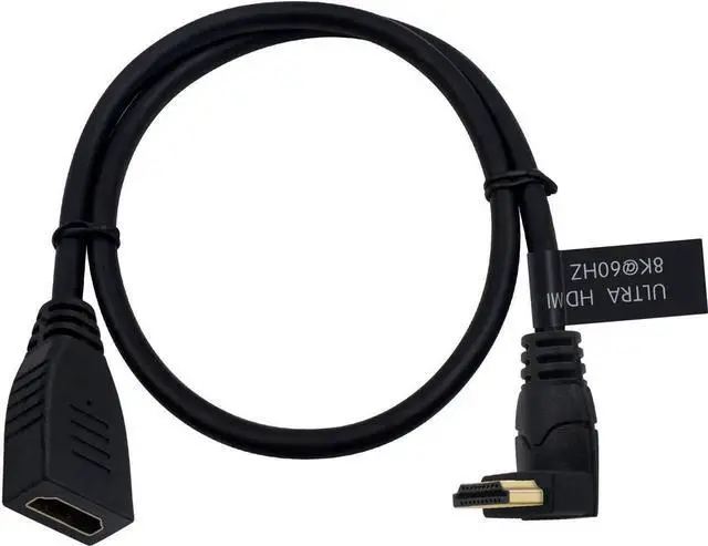 Main image of AOMOPROING 8K HDMI Extension Cable 2ft, (8K@60Hz/4K@120Hz), 90 Degree Up Angle 48Gbps Ultra High Speed HDMI 2.1 Cable Extender Cord Compatible with 3D Ultra HDR, HDTVs, Monitors, Projectors