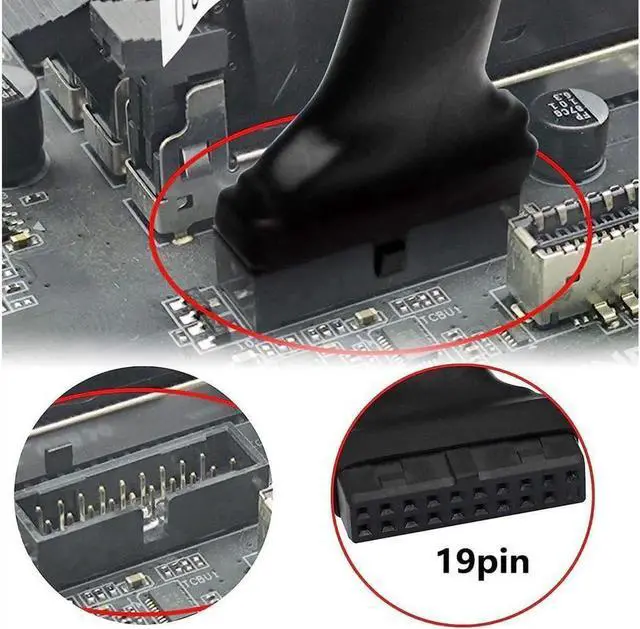 Alt view image 4 of 7 - Aomoproing USB 3.0 Header to USB 2.0, USB 3.0 19 Pin Female to USB 2.0 9 Pin Connectors Motherboard Cable for Data Transmission 2-Pack (19Pin Female)