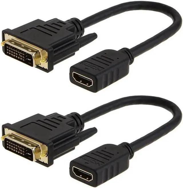 Main image of AOMOPROING 2-Pack HDMI to DVI Cable Bi-Directional HDMI Female to DVI-D(24+1) Male Adapter 1080P DVI to HDMI Conveter 3D 0.15M Black