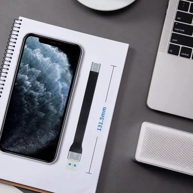 Alt view image 7 of 7 - AOMOPROING USB-C to USB 3.0 Adapter 10Gbps, USB C Female to USB A Male Adapter Cable, USB C to USB A Adapter Charger Soft Flat Short USB C to A Cable Compatible with iPhone, Samsung Galaxy, MacBook