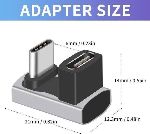 Alt view image 5 of 7 - Aomoproing USB C 180 Degree Adapter 240W PD, 8K@60Hz, 40Gbps,180 Degree USB C Female to Male Adapter Connector for ROG Ally, Steam Deck, Switch, Laptop, Tablet, Phone and More 2 Pack