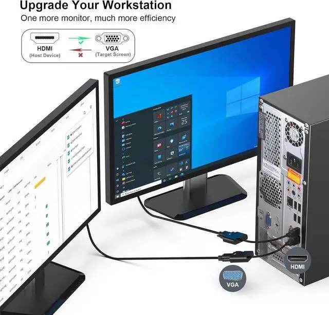 Alt view image 3 of 5 - AOMOPROING HDMI to VGA, Gold-Plated HDMI to VGA Adapter (Male to Female) Compatible for Computer, Desktop, Laptop, PC, Monitor, Projector, HDTV, Chromebook, Raspberry Pi, Roku, Xbox and More - Black
