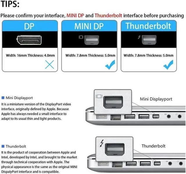 Alt view image 3 of 7 - AOMOPROING Mini DisplayPort to HDMI, 4K Mini DP(Thunderbolt) to HDMI Converter Gold-Plated Cord Compatible for MacBook Pro, MacBook Air, Mac Mini, Microsoft Surface Pro 3/4, etc