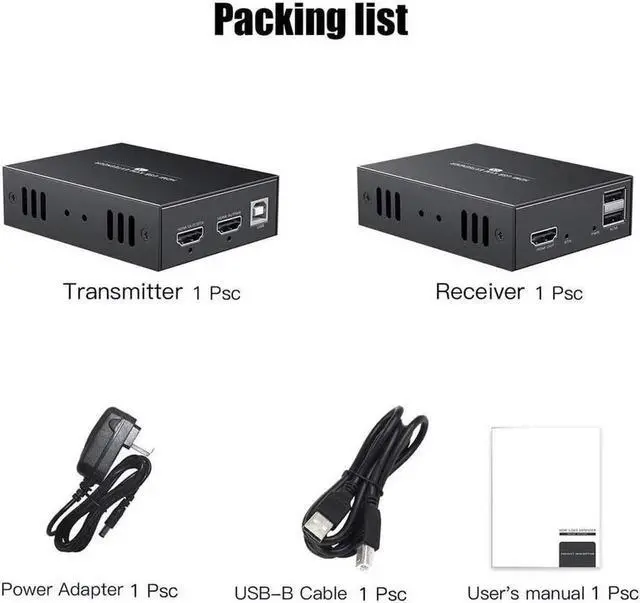 Alt view image 3 of 7 - AOMOPROING HDMI KVM USB Extender Transmit 1080p HD Video Over Cat5e/6 Ethernet Cable 50m (164ft) for Mouse and Keyboard Control Remote Signals