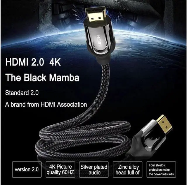 Alt view image 6 of 7 - AOMOPROING HDMI 2.0 Cable, High Speed HDMI 2.0 4K Ultra HD Silver Cable Supports Ethernet, Xbox Play Station, PS3, PS4, PC, TV (10m/32 ft., Black) 6.5 ft.