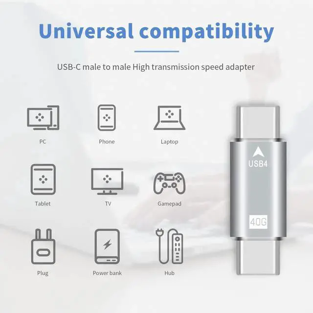 Alt view image 5 of 7 - Aomoproing USB C Male to Male Adapter, USB C Coupler, 40Gbps,100W PD, 8K@60Hz for Thunderbolt 2/3, MacBook Pro/Air, Laptop, Phones (2 Pack)