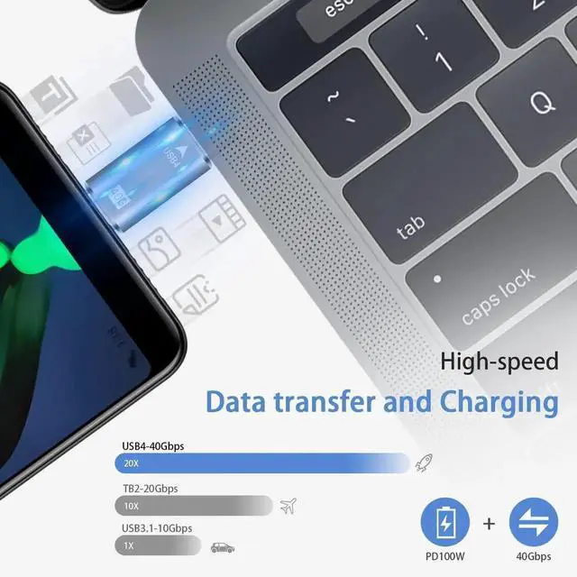 Alt view image 7 of 7 - Aomoproing USB C Male to Male Adapter, USB C Coupler, 40Gbps,100W PD, 8K@60Hz for Thunderbolt 2/3, MacBook Pro/Air, Laptop, Phones (2 Pack)