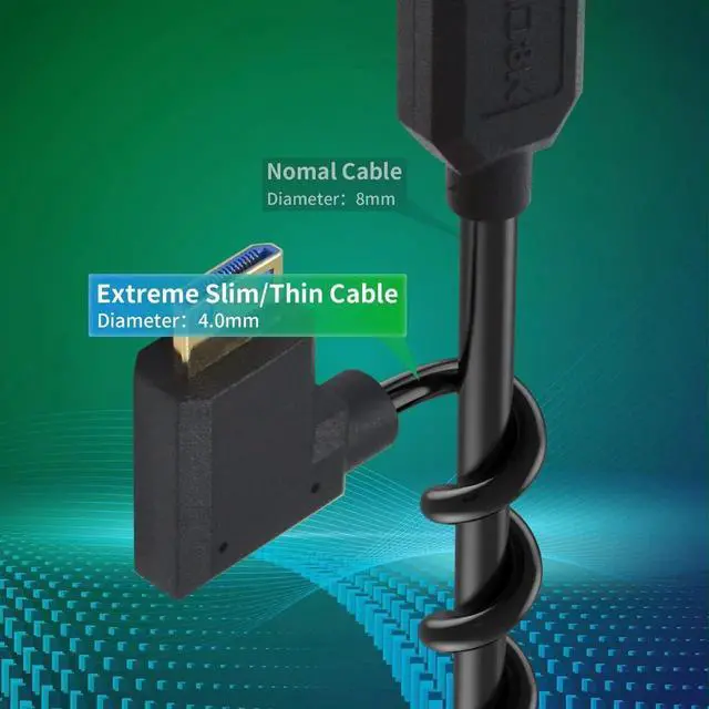 Alt view image 3 of 6 - AOMOPROING 8K 90 Degree Mini HDMI to HDMI Cable, 48Gbps Right Angle Mini HDMI Male to Female Cable, Ultra Thin,Short HDMI to Mini HDMI Extension Cable for Projector, Monitor, Camcorder etc 1FT/ 30cm