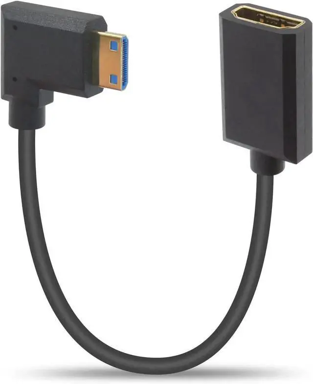 Main image of AOMOPROING 8K 90 Degree Mini HDMI to HDMI Cable, 48Gbps Right Angle Mini HDMI Male to Female Cable, Ultra Thin,Short HDMI to Mini HDMI Extension Cable for Projector, Monitor, Camcorder etc 1FT/ 30cm