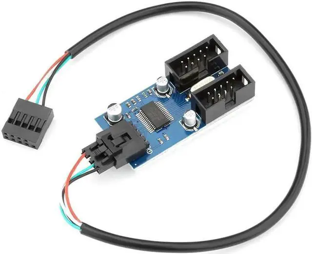 Alt view image 3 of 7 - Aomoproing Motherboard 9 pin Header Male 1 to 2 Female Extension Splitter Cable Desktop 9-Pin USB 2.0 HUB Connector Adapter for Port Multiplier