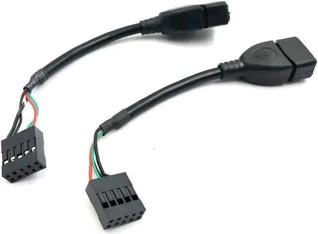 Main image of Aomoproing USB Header to USB Cable,Motherboard USB 2.0 Adapter Cable, USB 2.0 Type A Female to Dupont 9 Pin Female Header Motherboard Cable Cord (2-Pack 0.1M)
