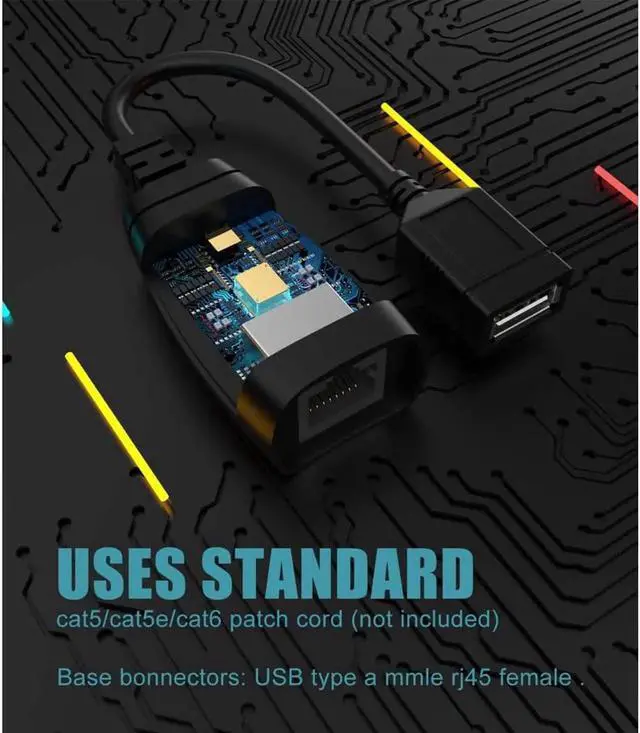 Alt view image 7 of 7 - Aomoproing USB to cat5 Adapter USB Over RJ45 Ethernet for Cat6/5/5e Extension Cable Adapter USB 2.0 Extender Over Cat Extender Cable Adapter