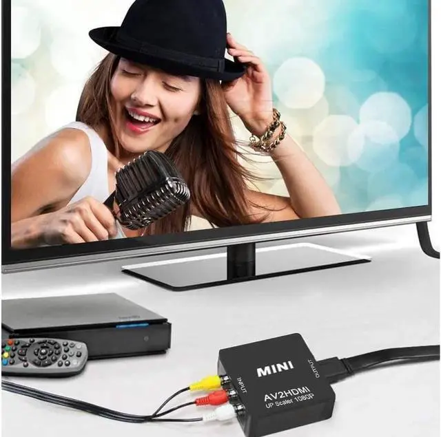 Alt view image 4 of 7 - AOMOPROING New Mini RCA AV to HDMI Converter Adapter Composite AV2 HDMI 1080P DVD HDMI to AV with audio Video PAL NTSC mode USB cable