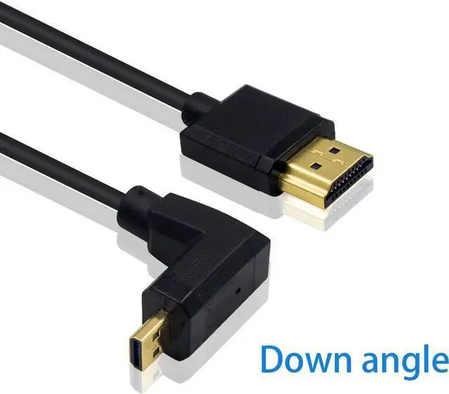 Alt view image 6 of 7 - AOMOPROING Micro HDMI to HDMI Adapter Cable - Extreme Thin Down Angled 6 inch/ 15cm for 1080P, 4K, UltraHD, 3D, Ethernet