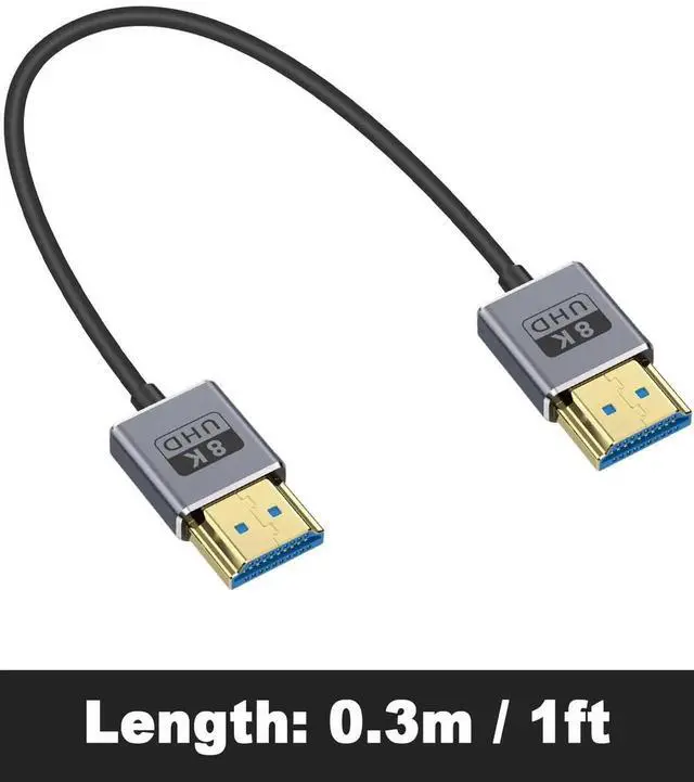 Alt view image 2 of 7 - AOMOPROING Ultra Thin 8K Short HDMI Cable 1FT, Ultra Thin/coaxial Short HDMI Male to Male Cable 48Gbps, HDMI 2.1 Cable OD2.5mm, Support 8K@60Hz, 4K@240Hz, eARC, for Camera, Monitor, HDTV