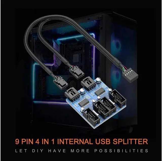 Alt view image 5 of 7 - Motherboard USB2.0 9pin USB Header Splitter Male 1 to 4 Female Extension Cable30cm Card Control PCB Board USB HUB 9-pin Splitter Adapter Port Multilier PWM Fan Splitter Cable 1 to 4 Converter