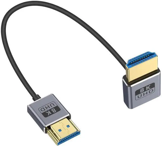 Main image of AOMOPROING 8K 90 Degree HDMI Cable 1FT/30cm 8K@60Hz, 4K@240Hz, UP Angle HDMI Male to Male Cable, Ultra High Speed 48Gbps Bandwidths, Ultra Thin HDMI 2.1 Cord OD2.5mm for GH5S, PS5, Xbox One Monitor,PC
