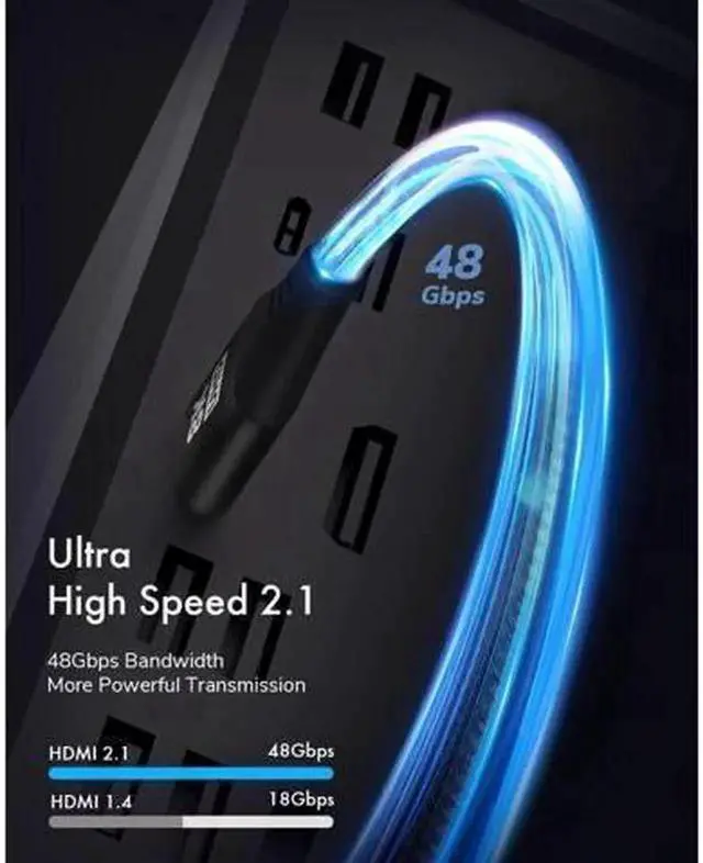 Alt view image 5 of 7 - AOMOPROING 8K HDMI 2.1 Cable 6.6FT Kelink 48Gbps Ultra High Speed Black Braided HDMI Cord - Get 4k @ 120Hz On PS5 & Xbox Series X - Supports 8k @ 60Hz HDR eArc Dolby Vision & More