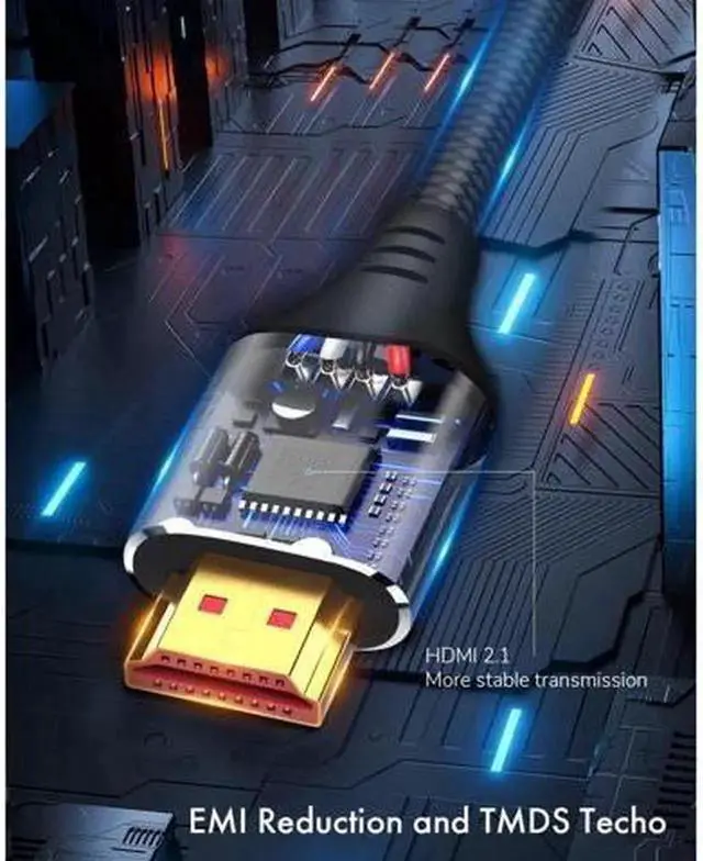 Alt view image 4 of 7 - AOMOPROING 8K HDMI 2.1 Cable 6.6FT Kelink 48Gbps Ultra High Speed Black Braided HDMI Cord - Get 4k @ 120Hz On PS5 & Xbox Series X - Supports 8k @ 60Hz HDR eArc Dolby Vision & More