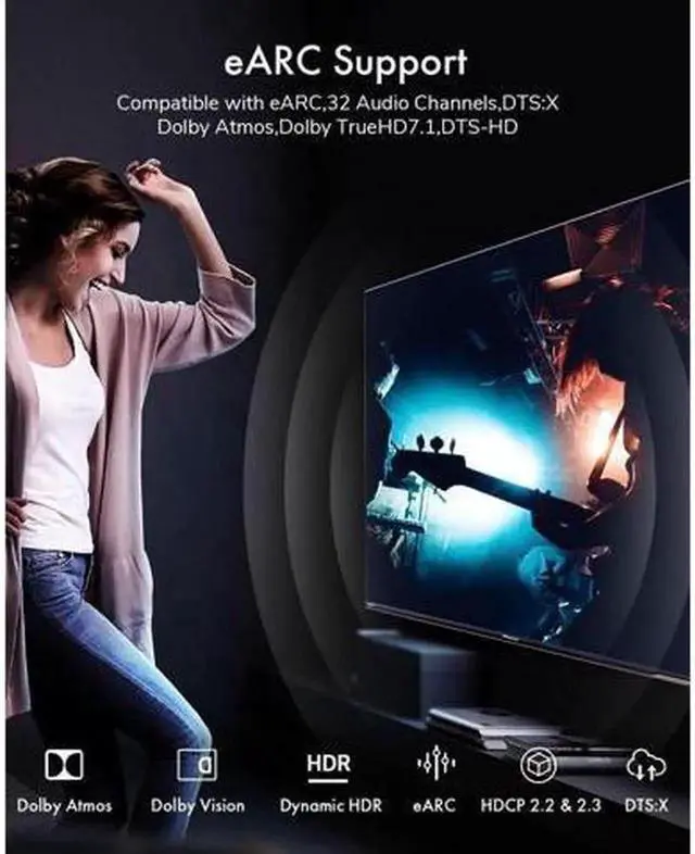 Alt view image 6 of 7 - AOMOPROING 8K HDMI 2.1 Cable 6.6FT Kelink 48Gbps Ultra High Speed Black Braided HDMI Cord - Get 4k @ 120Hz On PS5 & Xbox Series X - Supports 8k @ 60Hz HDR eArc Dolby Vision & More