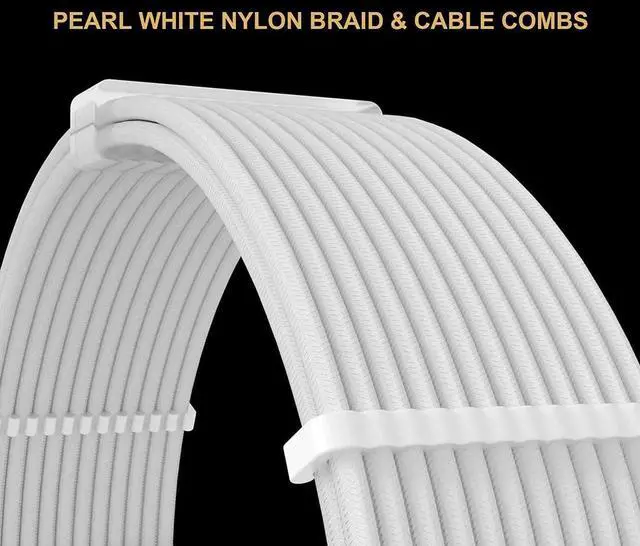 Alt view image 4 of 5 - Aomoproing White PSU Extension Cable Kit,Custom Sleeved Power Supply Cable Mod for PC Build 18AWG 24Pin ATX /8 (4+4) Pin EPS CPU Cable /8 (6+2) Pin PCI-E GPU PSU Cables 6PCS with Cable Comes