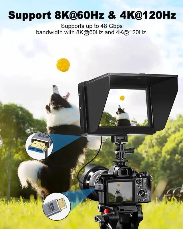 Alt view image 4 of 7 - AOMOPROING 8K Coaxial Up Angle HDMI to Mini HDMI Cable 1FT/30cm, [48Gbps, 8K@60Hz, 4K@240Hz], Ultra Thin Mini HDMI 2.1 Male Cable for Camera, Camcorder, Tablet, Laptop, Raspberry Pi Zero