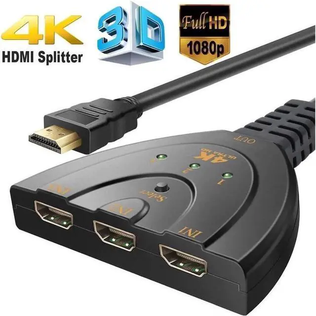 Alt view image 3 of 3 - AOMOPROING 3 Port HDMI Splitter Cable 1080P Switch Switcher HUB Adapter for HDTV PS4 Xbox