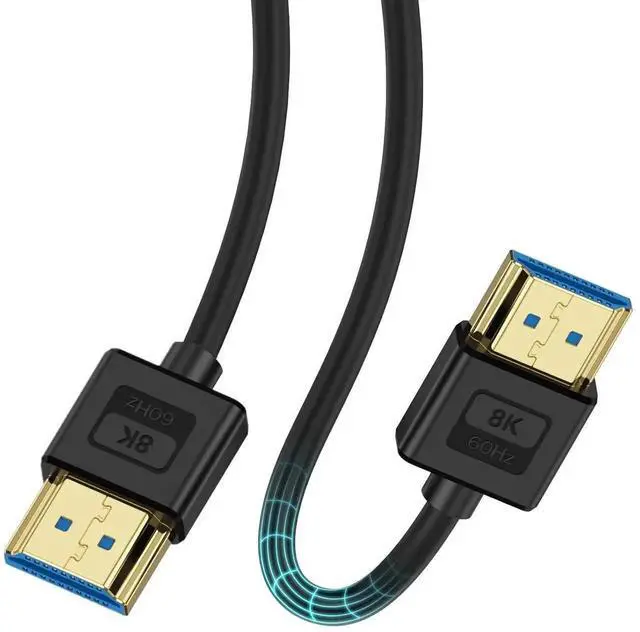 Main image of Ultra Soft Silicone Short HDMI Cable 1FT/0.3M, 8K Hyper Super Flexible Thin HDMI 2.1 Cable, High Speed Supports 3D, 8K@60Hz, ARC Type-A Male to Male for Camera, Monitor, PS5, Camcorder, Gimbal