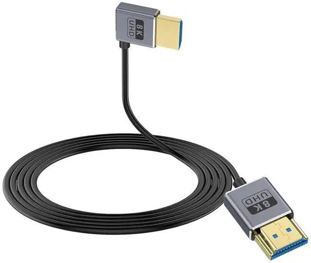 Main image of 8K 90 Degree HDMI Cable, Left Angle HDMI Male to Male Cable,48Gbps Ultra Thin HDMI Cord OD2.5mm, Support 8K@60Hz, 4K@240Hz, Dynamic HDR, eARC, for GH5S, PS5, Xbox One Monitor,PC.4FT/120cm