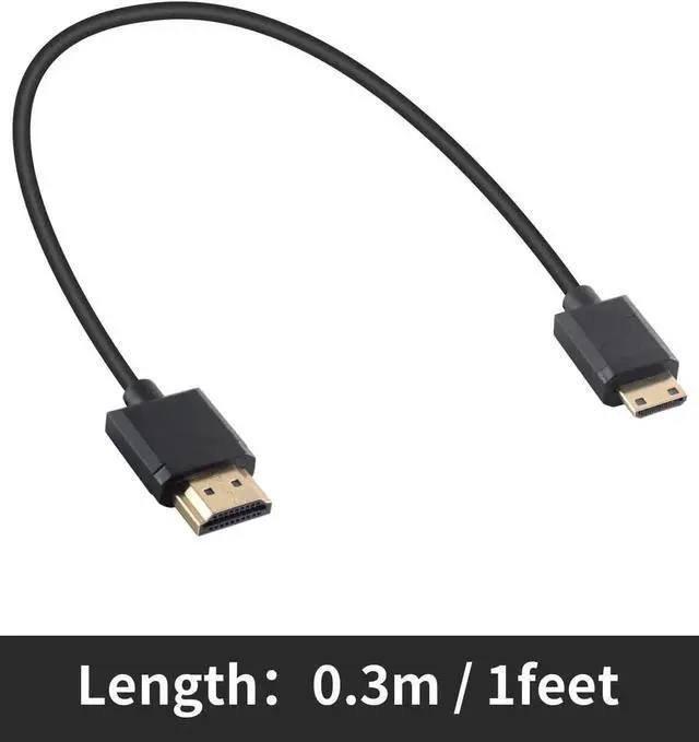 Alt view image 6 of 7 - AOMOPROING Short Mini HDMI to HDMI Cable 1FT/30cm, Ultra Slim/Flexible Soft Mini HDMI Male to HDMI Male Supports High-Speed 4K@60Hz, 3D, 18Gbps, 1080P for Projector, Monitor, Camcorde