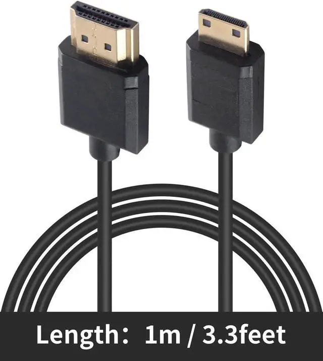 Alt view image 6 of 7 - AOMOPROING Short Mini HDMI to HDMI Cable 3.3FT/100cm, Ultra Slim/Flexible Soft Mini HDMI Male to HDMI Male Supports High-Speed 4K@60Hz, 3D, 18Gbps, 1080P for Projector, Monitor, Camcorde