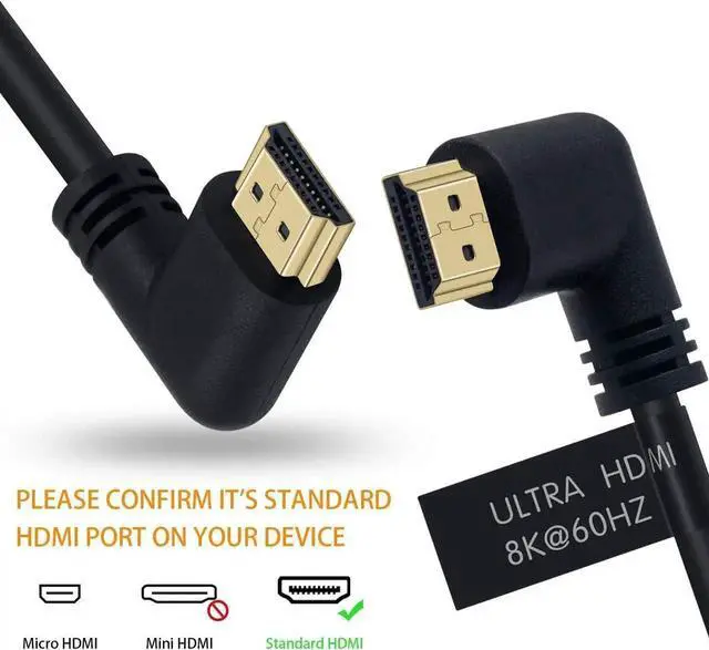 Alt view image 3 of 7 - AOMOPROING 8K HDMI 2.1 Cable 1.64feet/0.5M,8K HDMI 48gbps 90 Degree Left Angle HDMI Male to Left Angle HDMI 2.1 Cable with 8K 60Hz Video and 3D HDR for TV/Xbox /PS4 /PS5