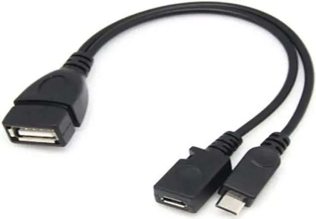 Main image of Aomoproing 1pc 2 In 1 OTG Micro USB Host Power Y Splitter USB Adapter To Micro 5 Pin Male Female Cable