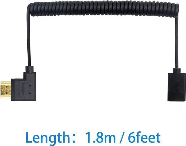 Alt view image 6 of 7 - AOMOPROING 8K HDMI Extender Cable, HDMI Extension Adapter Cable, Right Angled HDMI Male to Female Coiled Cable Compatible for Nintendo Switch, Xbox One S 360, PS5, Blu Ray Player, etc 6 Feet/1.8M