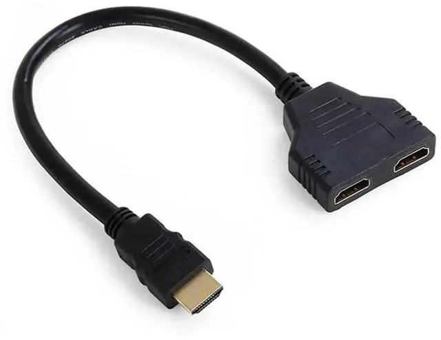 Main image of AOMOPROING HDMI Male to 2 HDMI Female 1 in 2 Out Splitter Cable Adapter Converter Single Male to Dual Female Y Switch Extension HDTV Cord