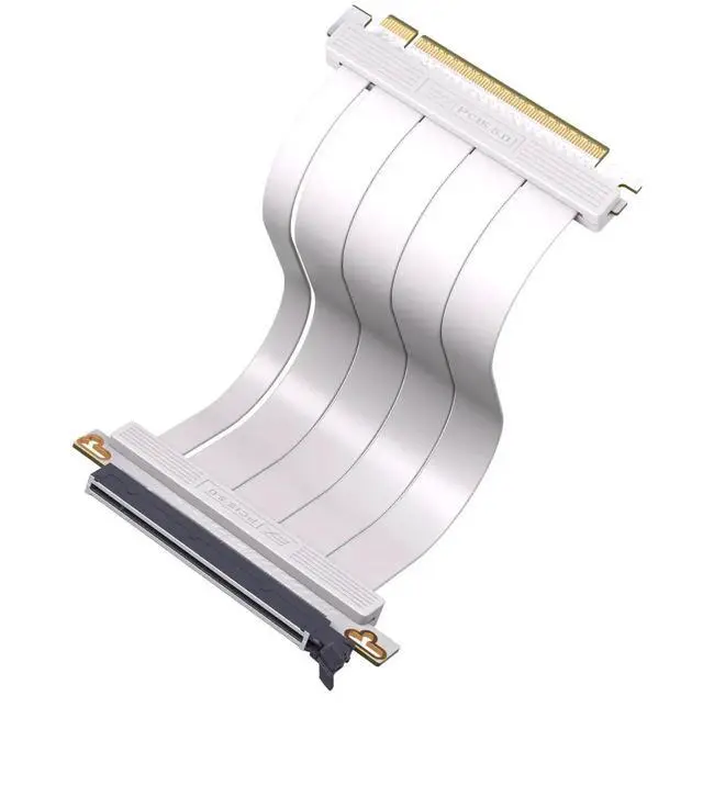 Main image of PCIe 5.0 X16 Riser Cable,128GB/s Bandwidth, for RTX 50/40 & RX 9000/7000 GPUs, PCIe Extension Card, Backward Compatible with PCIe 4.0/3.0,Vertical GPU Mount,Straight-20cm,White