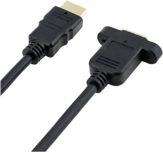 Alt view image 5 of 7 - AOMOPROING HDMI Extension Cable High Speed HDMI Male to Female Extension Wire Cord HDMI Extender w/Screw Nut for Panel Mount - Gold Plated Plugs Black (1FT)