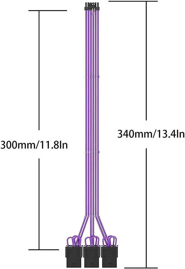 Alt view image 5 of 7 - 16Pin Cable,PCIE GPU Cables,Sleeved 12vhpwr PSU Extension Cable,Mini 12+4 Pin Connector for RTX 3090Ti,4070Ti 4080,4090 Graphics Card Power Supply 16AWG Purple