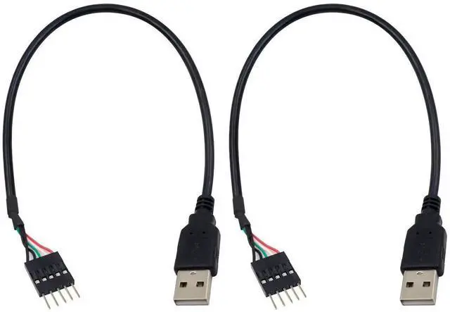 Main image of Aomoproing USB to USB Motherboard Header Cable, USB 2.0 Type A Male to 5 Pin Male Header Dupont Cable Cord 30CM/12IN (2 Pack)