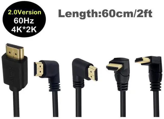 Alt view image 6 of 7 - AOMOPROING 2ft 18Gbps HDMI 4K@60Hz Cable, Up Angle HDMI 2.0 Male to Male HD High Speed Shield Cord for Xbox HDTV PS4 PS5 Switch