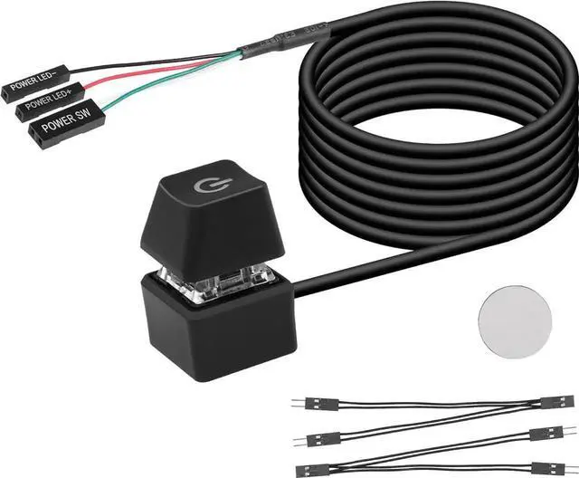 Main image of Desktop Switch Desktop Computer Power Switch External Remote Start Computer Motherboard Power Switch Button Extension Cord with LED Light