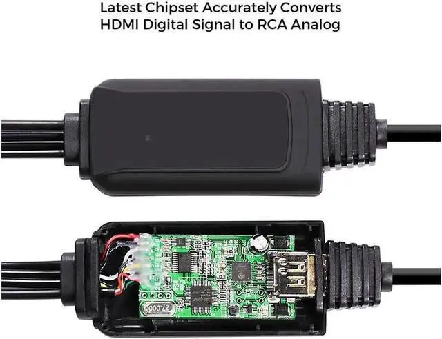 Alt view image 3 of 6 - AOMOPROING HDMI to RCA Cable - Hassle Free - Converts Digital HDMI signal to Analog RCA/AV - Works w/ TV/HDTV/XBOX 360/PC/DVD & More - All-In-One Converter Cable Saves You Money - HDMI to AV Converter
