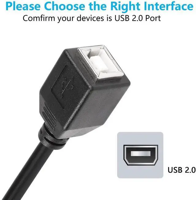 Alt view image 2 of 7 - Aomoproing USB C Printer Cable, USB C to USB B Printer Cable, USB B 2.0 Female to USB C Male 90 Degree Printer Cable for Printers,Scanner,MIDI Controller DJ Controller(- 0.3M)