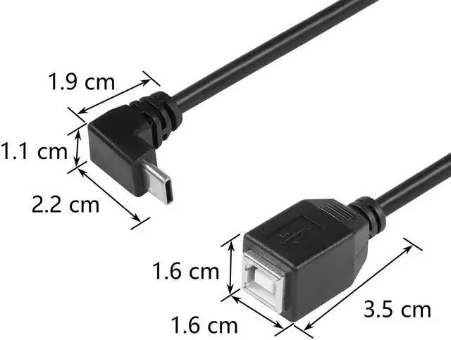 Alt view image 5 of 7 - Aomoproing USB C Printer Cable, USB C to USB B Printer Cable, USB B 2.0 Female to USB C Male 90 Degree Printer Cable for Printers,Scanner,MIDI Controller DJ Controller(- 0.3M)
