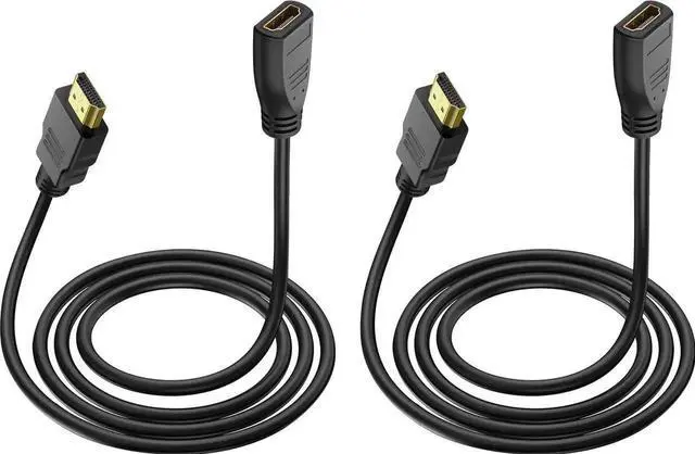 Main image of AOMOPROING HDMI Extension Cable 5 Feet, 2 Pack HDMI Extender Cable High Speed HDMI Male to Female Adapter Cable 1080P HDMI Video Cord for HDTV, Monitor, PC, Laptop, Projector
